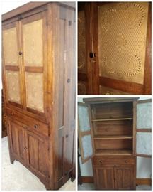 Pine punch tin hutch