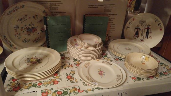 Many sets of vintage dishes