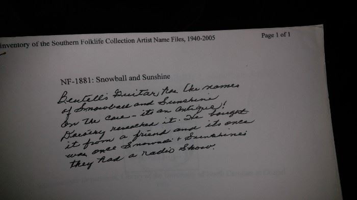 Radio Artist Snowball & Sunshine Gibson guitar