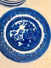 Flow Blue Willow Plates