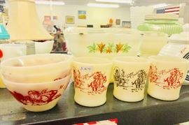 Davy Crockett Fire King Cereal Bowls and Mugs 6 Pcs.