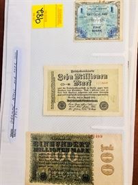 1923 & 1944 German Notes and WW11 Military Pay Coupon