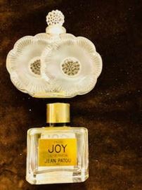 Top Perfume Bottle Is Signed Lalique. Both are French Perfume Bottles