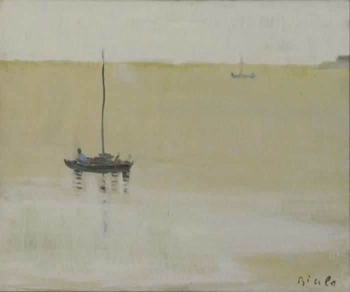 BIALA Janice Oil on Canvas Boats on the Water
