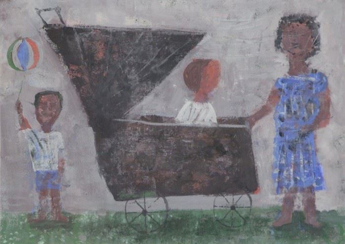 BLANCH Arnold Oil on Paper Mother with Children