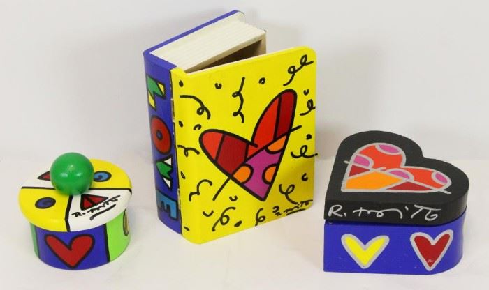 BRITTO Romero Three Hand Painted Wood Boxes