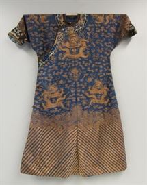 Blue Ground Dragon Robe with Gilt Embroidery