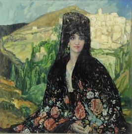 BROWNE George Oil on Canvas Spanish Beauty in