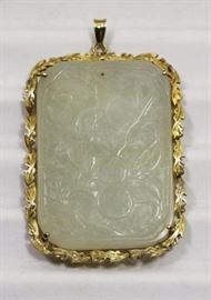 Carved Celadon Jade Pendant