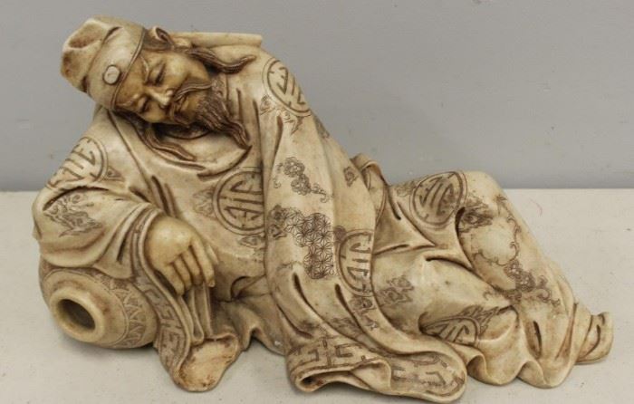 Carved Marble Figure of Li Bai