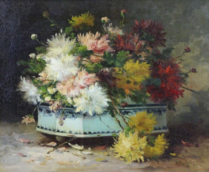 CAUCHOIS Eugene Henri Oil on Canvas Fleurs des