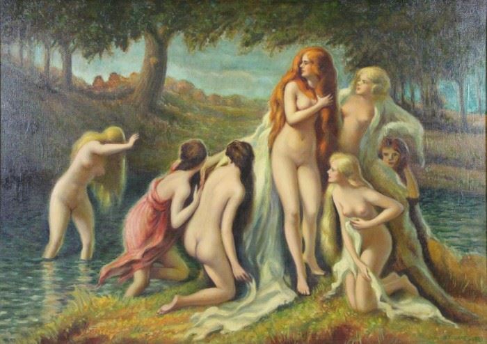 CURRY John Steuart Oil on Canvas Bathers