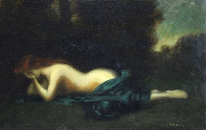 HENNER Jean Jacques Oil on Canvas Reclining