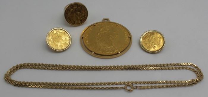 JEWELRY Gold Mounted Austrian Ducat Jewelry