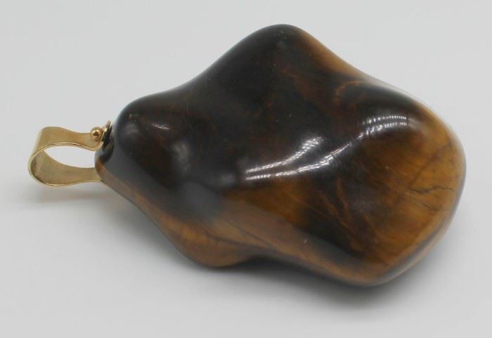 JEWELRY kt Gold and Tigers Eye Pendant