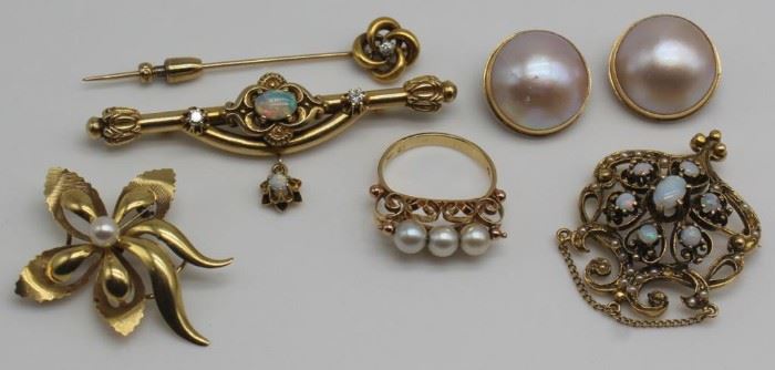 JEWELRY kt Gold Opal and Pearl Jewelry