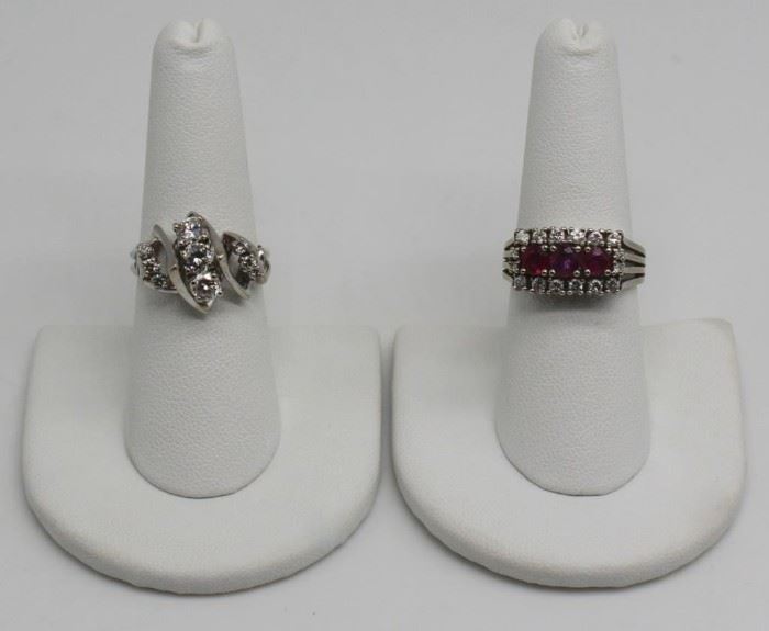 JEWELRY kt White Gold and Diamond Ring Grouping