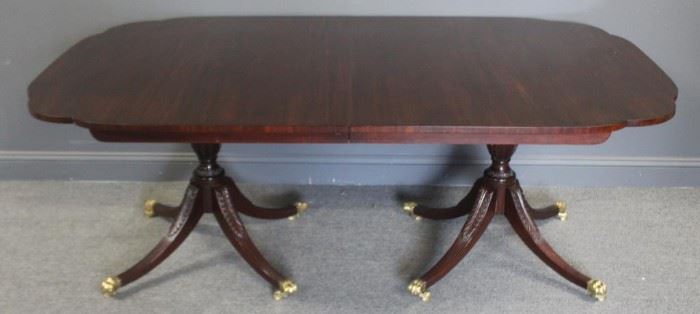 KINDEL Signed Mahogany Pedestal Dining Table