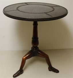 Leathertop Pedestal Table With Shoe Feet