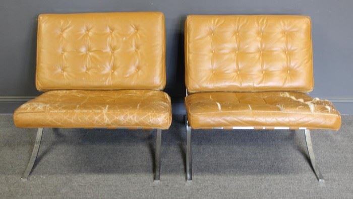 MIDCENTURY Pair of Barcelona Style Chairs Back