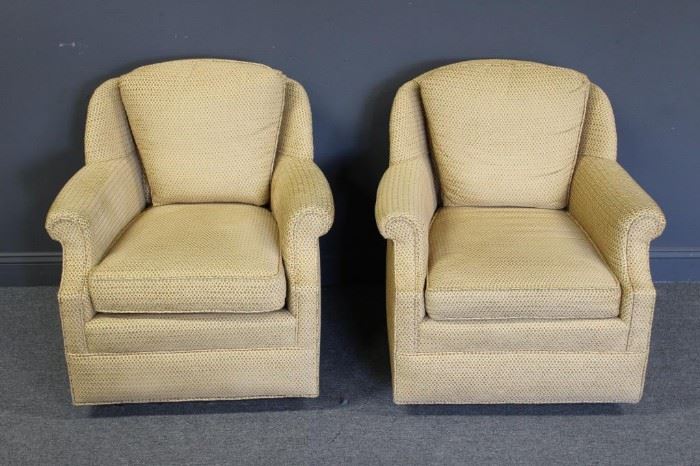 MIDCENTURY Pair of Upholstered Swivel Chairs