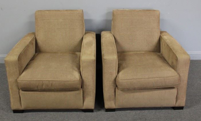 Pair of Custom Upholstered Club Chairs