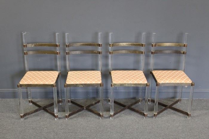 Set of Four Bronze Lucite Chairs Anny Biondo