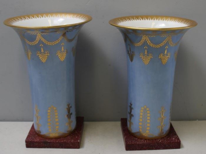 SEVRES Pair of Powder Blue and Gilt Decorated