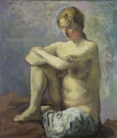 SOYER Moses Oil on Canvas Seated Nude 