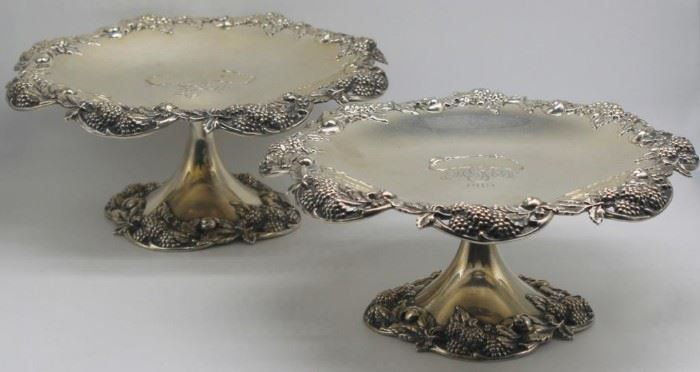 STERLING Pair of Tiffany Co Blackberry Compotes