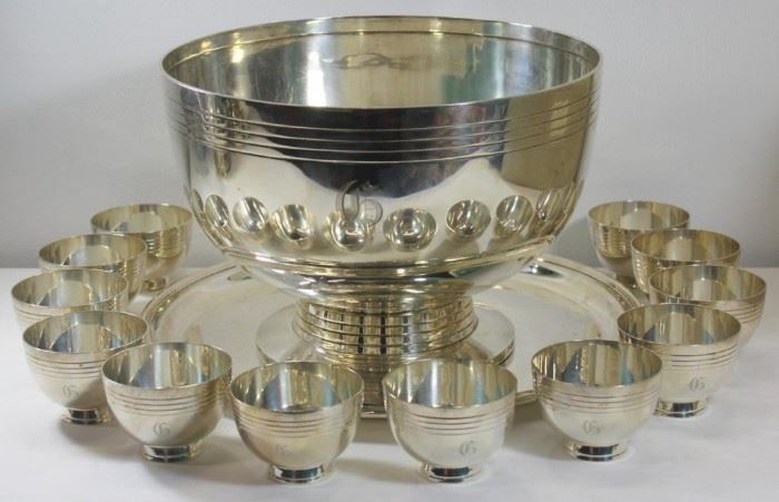 STERLING Tiffany Co Punch Bowl and Cups