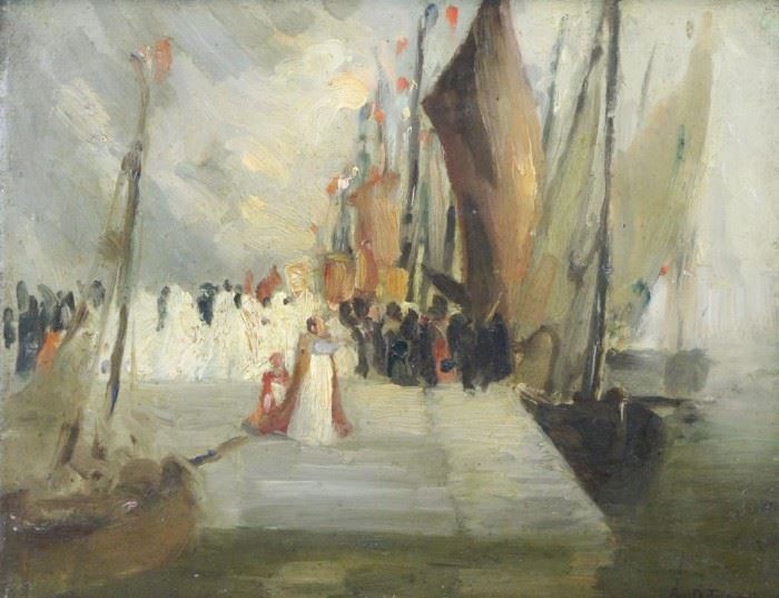 TURNER August Drexel Oil on Board Processional