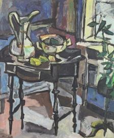 Unknown Modernist Oil on Canvas Interior Still