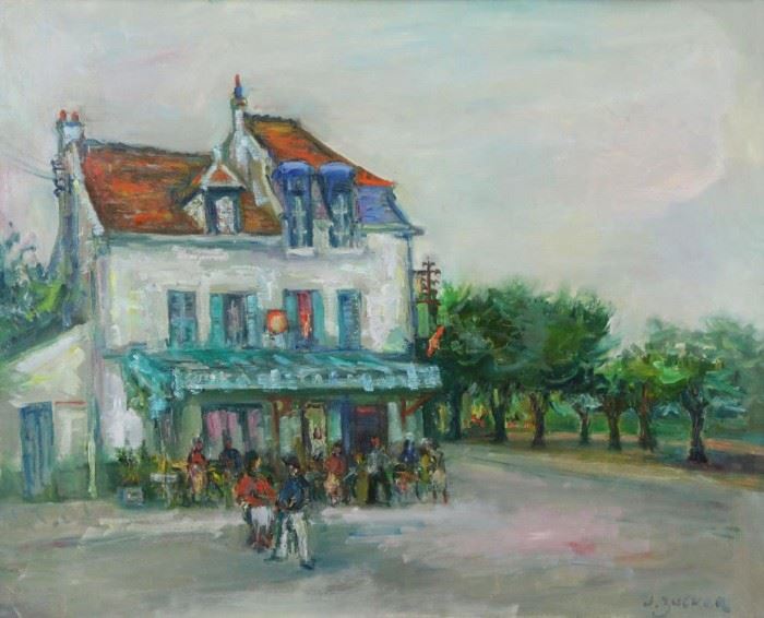 ZUCKER Jacques Oil on Canvas Street Cafe