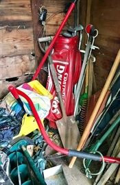 Golf clubs, lawn tools