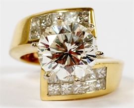 4.0CT DIAMOND (GIA) & 14KT YELLOW GOLD RING, SIZE 3.25, J COLOR, SI-1, ALSO 1.40CTS. DIAMONDS
Lot # 2071 