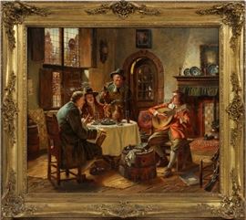 FRITZ WAGNER (GERMAN 1896-1939), OIL ON CANVAS, H 24", W 28", FOUR GENTLEMEN IN A PUB
Lot # 2001 