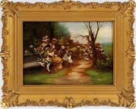 ANTONIO LONZA (ITALIAN, 1846-1918), OIL ON MAHOGANY PANEL, H 5.5", W 8", "FORTUNE TELLER"
Lot # 2015 