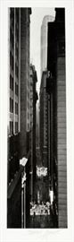 BERENICE ABBOTT (AMERICAN, 1898-1991), GELATIN SILVER PRINT, MOUNTED, NEGATIVE IS 1934, BUT PRINTED C. 1980-1989, IMAGE AND PAPER: H 19 1/4", W 5", "VIEW OF EXCHANGE PLACE FROM BROADWAY, NEW YORK."
Lot # 2030  