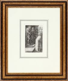 ALBRECHT DURER (GERMAN, 1471-1528), ENGRAVING, IMAGE: H 4 5/8" W 2 7/8", "ECCE HOMO" FROM "THE ENGRAVED PASSION"
Lot # 2031  