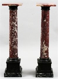 ROUGE MARBLE PEDESTALS, PAIR, H 45 1/2", DIA 12"
Lot # 2037 