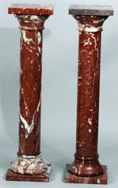 ROUGE MARBLE PEDESTALS, PAIR, H 39 1/2", D 10"
Lot # 2038 