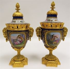 FRENCH PORCELAIN AND BRONZE URNS 19TH.C. H 11.5"
Lot # 2046 
