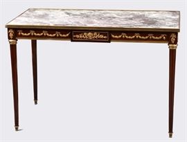 FRANÇOIS LINKE [FRENCH, 1855–1946] LOIUS XVI STYLE MAHOGANY AND MARBLE TOP BUREAU PLAT, H 29", L 43", D 23.5"
Lot # 2057  