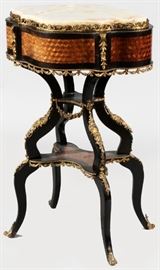 FRENCH LOUIS XV EBONY PARQUETRY INLAY PLANTER/TABLE, H 32", L 22", D 16"
Lot # 2063 