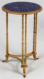 LOUIS XVI STYLE BRONZE AND LAPIS LAZULI TABLE, H 26", DIA 16"
Lot # 2058  