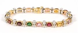 12.20CT NATURAL GEM LINK BRACELET, 14KT WHITE & YELLOW GOLD, 25.1 GRAMS, L 7 3/8"
Lot # 2072 