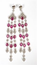 26.68CT NATURAL PINK SAPPHIRE & 8.00CT DIAMOND EARRINGS, 47.8 GRAMS, H 5 1/2", L 1"
Lot # 2090  
