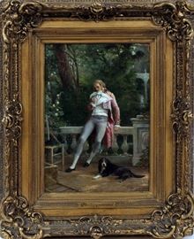 HENRI FELIX EMMANUEL PHILIPPOTEAUX (FRENCH 1815-84), OIL ON CANVAS, H 18", W 13" 'AN ADMIRING GLANCE'
Lot # 2134 