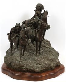 JAMES ROYBAL, B 1952 BRONZE SCULPTURE H 19" W 18" L 19" "EYES OF VISION"
Lot # 2157 